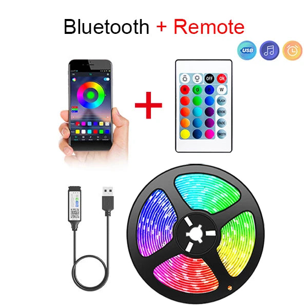 Smart RGB LED Strip Light – USB-Powered Bluetooth Tape (5050 SMD, 5V)