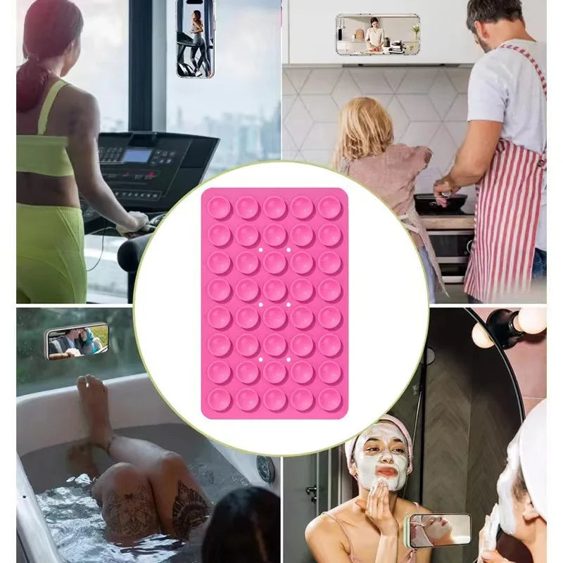 24-Grid Silicone Suction Cup Phone Mount – Minimalist Anti-Slip Sticky Holder Pad