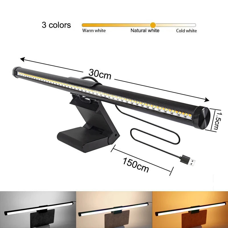 44cm RGB Monitor Light Bar – Stepless Dimmable Screen Hanging Lamp for Gaming & Work