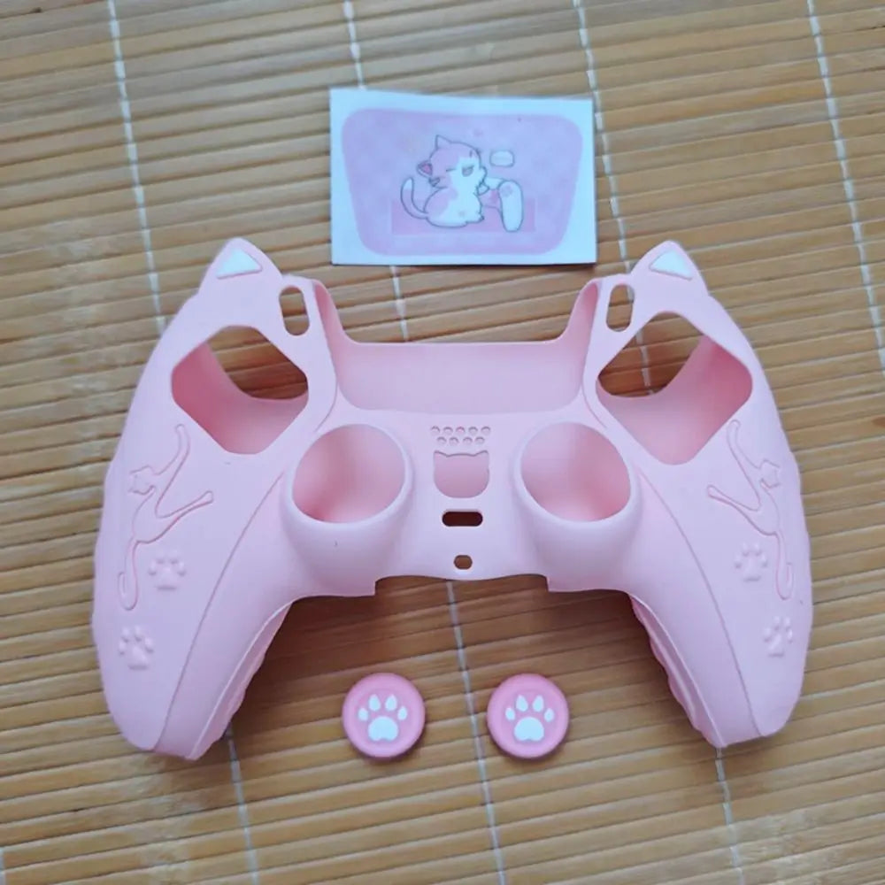 Cat Paw PS5 Controller Silicone Case Set – Anti-Slip Skin with Thumb Grips & Sticker