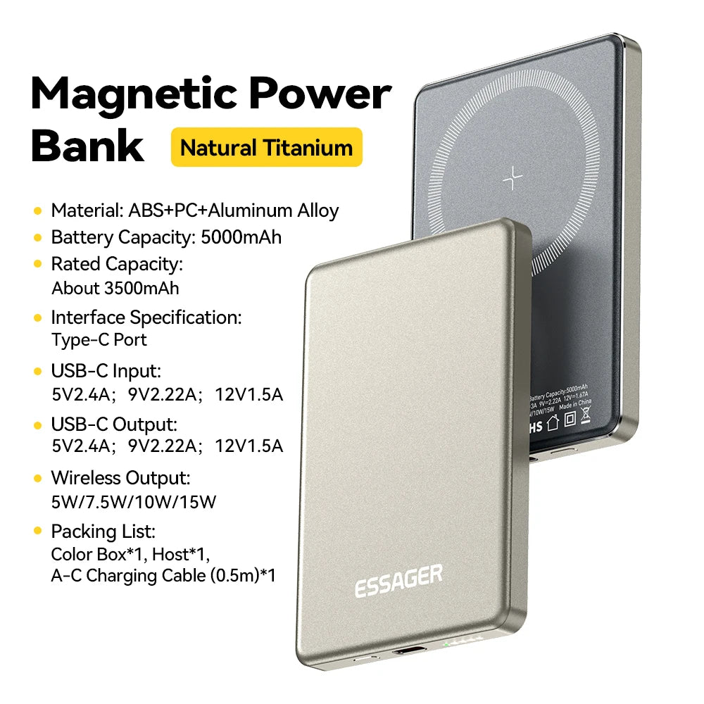 ssager MagSlim 5K – Ultra-Thin Magnetic Power Bank