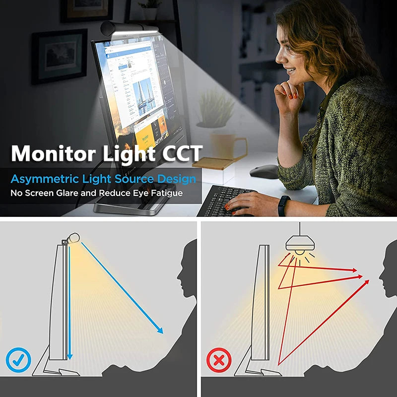 44cm RGB Monitor Light Bar – Stepless Dimmable Screen Hanging Lamp for Gaming & Work