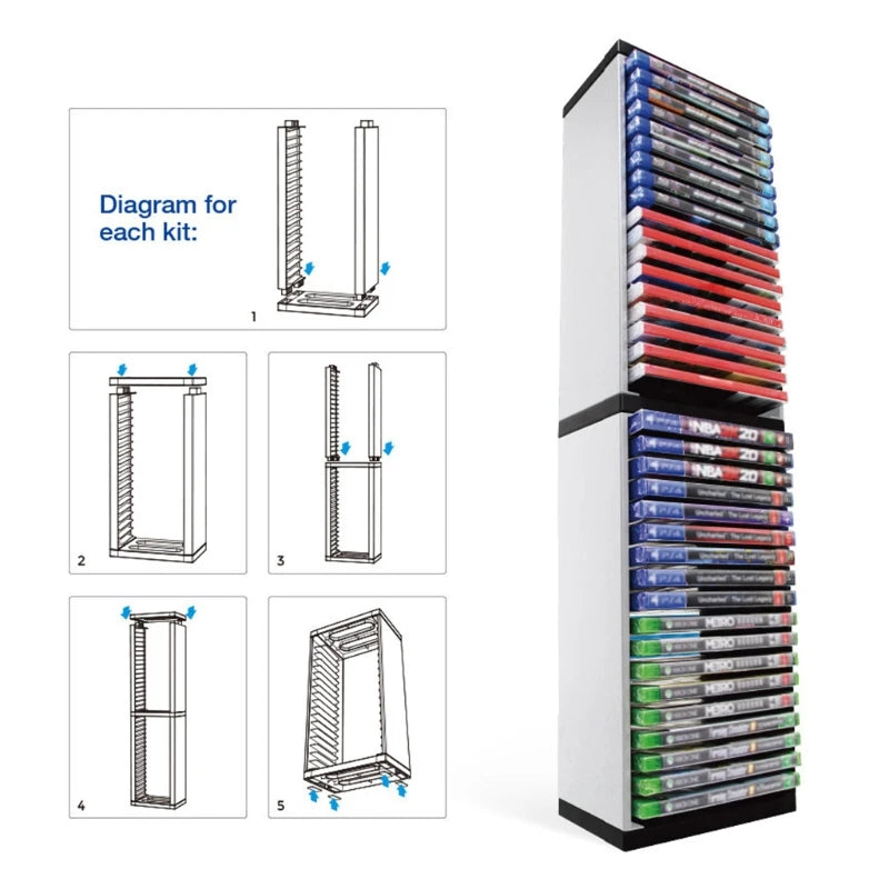 Universal 36-Game Disc Storage Tower – Double-Layer Vertical Stand for PS5, PS4, Switch