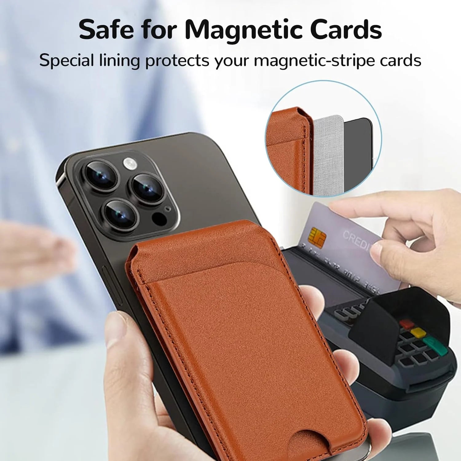 2-in-1 Magnetic MagSafe Leather Wallet & Adjustable Phone Stand for iPhone