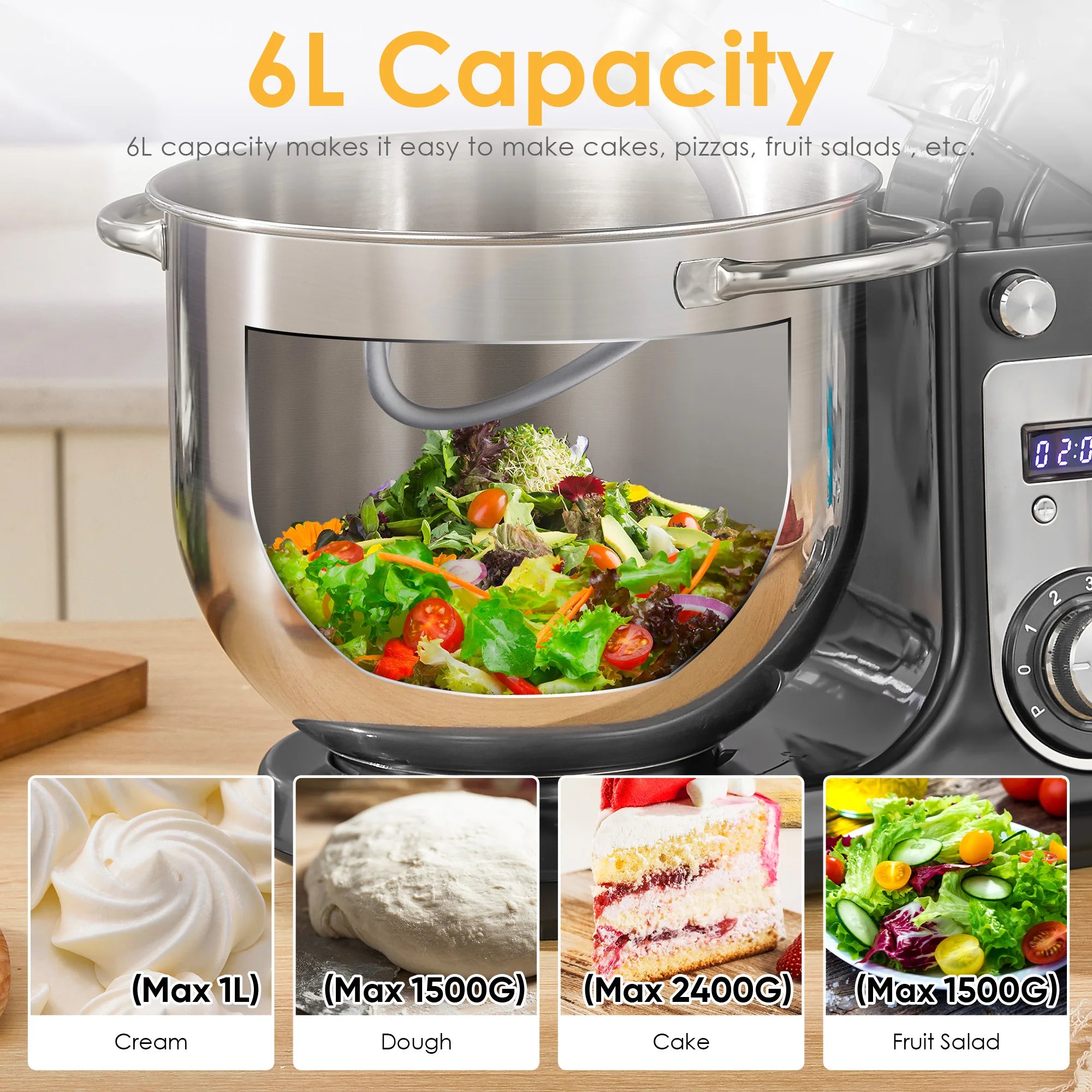 BioloMix 1200W Professional Stand Mixer (6L)