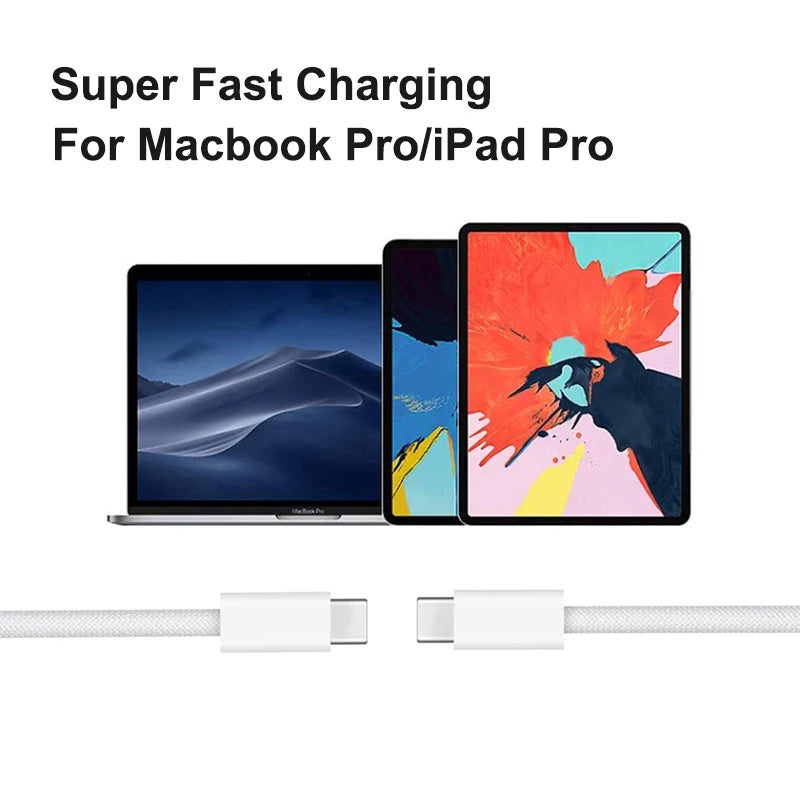 240W Heavy-Duty USB-C to USB-C Braided Fast Charging Cable for iPhone, iPad, & Laptops