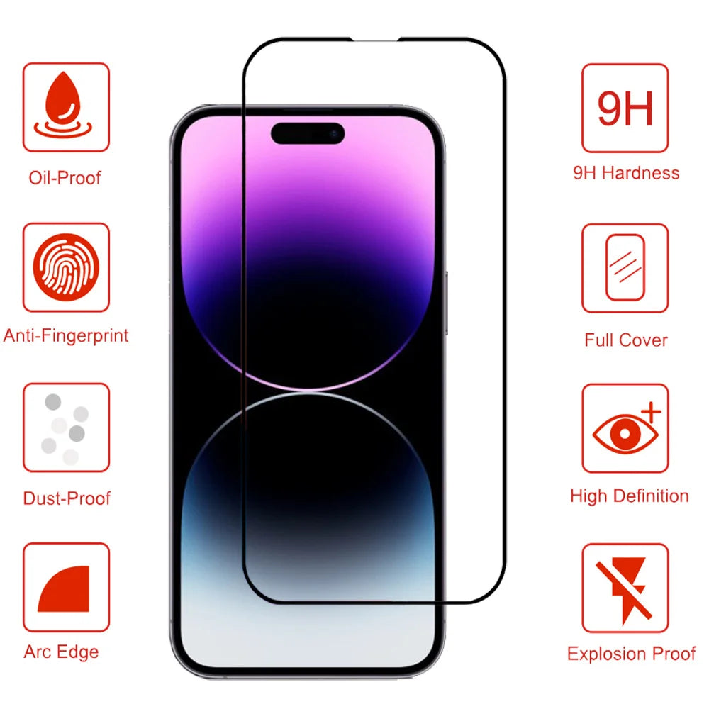 Coverage Tempered Glass Screen Protector with Black Edge for iPhone