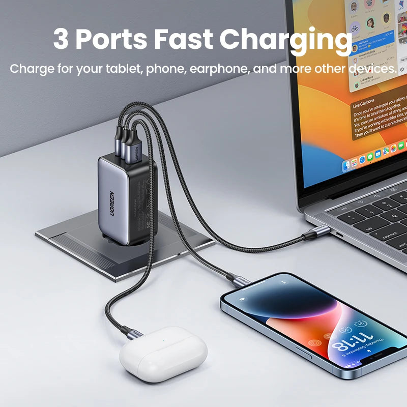 UGREEN 65W GaN Fast Charger – Multi-Port USB-C PD Wall Charger for Laptops & iPhones