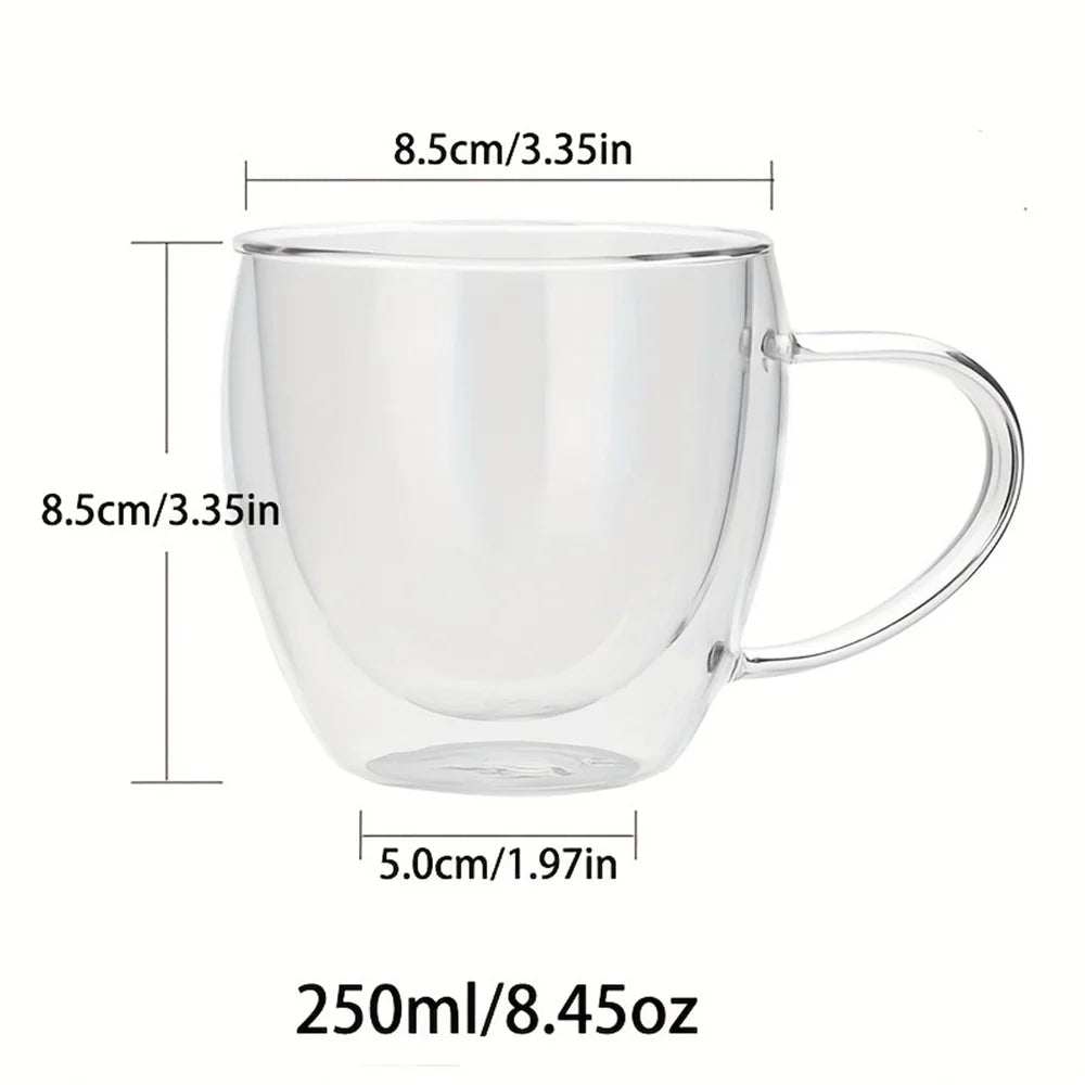 Premium Double-Walled Borosilicate Glass Coffee Mug (250ml)