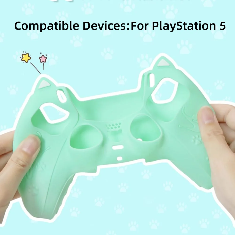 Cat Paw PS5 Controller Silicone Case Set – Anti-Slip Skin with Thumb Grips & Sticker