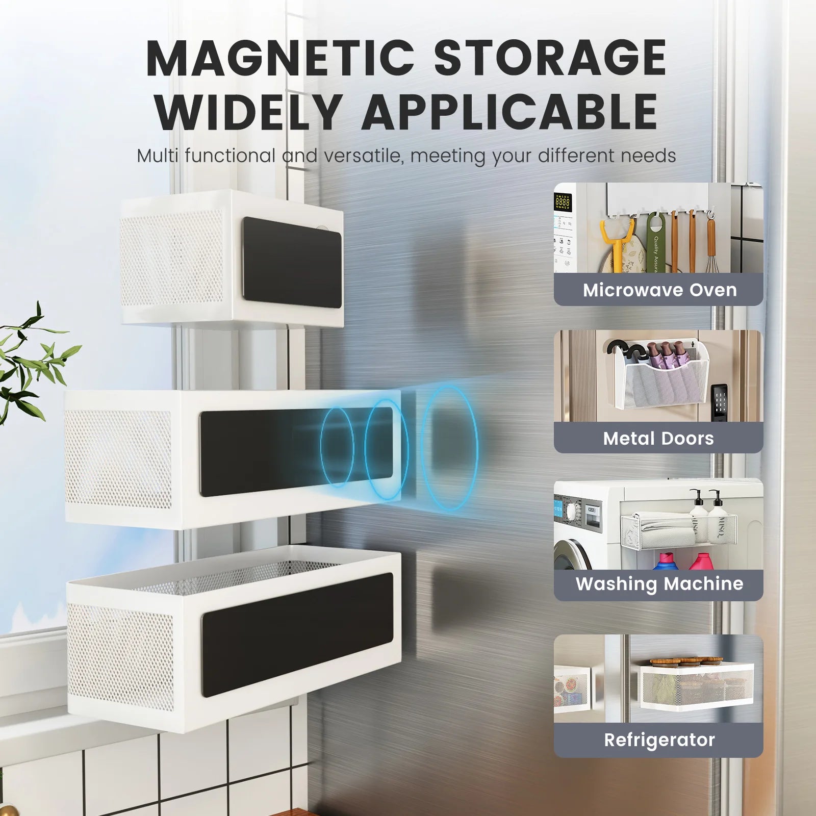 Magnetic Refrigerator Spice Rack & Storage Organizer
