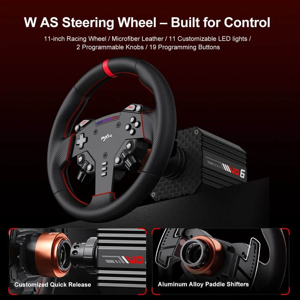 Direct Drive Sim Racing Wheel Base with Pedals & Table Clamp