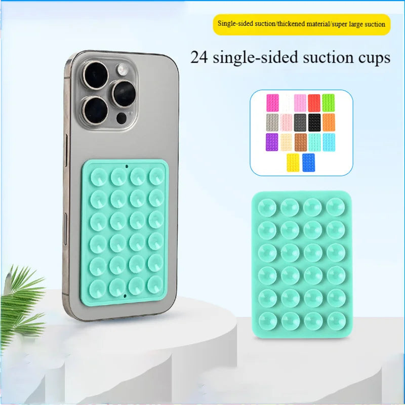 24-Grid Silicone Suction Cup Phone Mount – Minimalist Anti-Slip Sticky Holder Pad