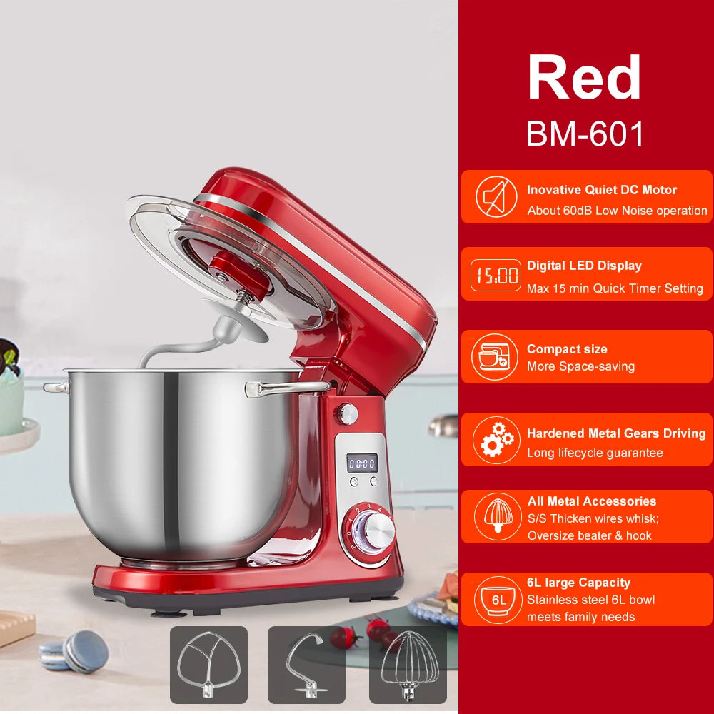 BioloMix 1200W Professional Stand Mixer (6L)