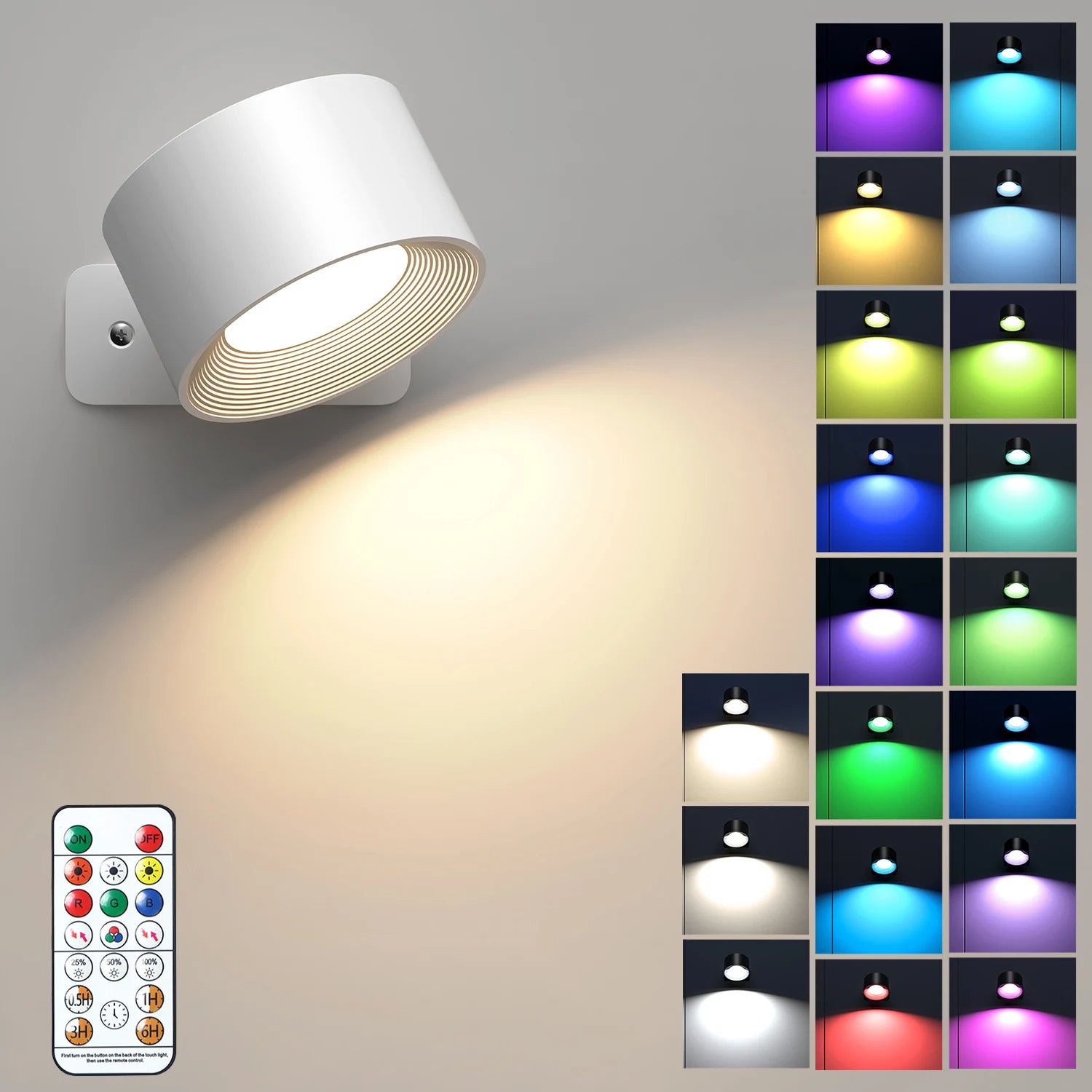 Magnetic RGB Wall Sconce – 360° Rotating Rechargeable LED Light