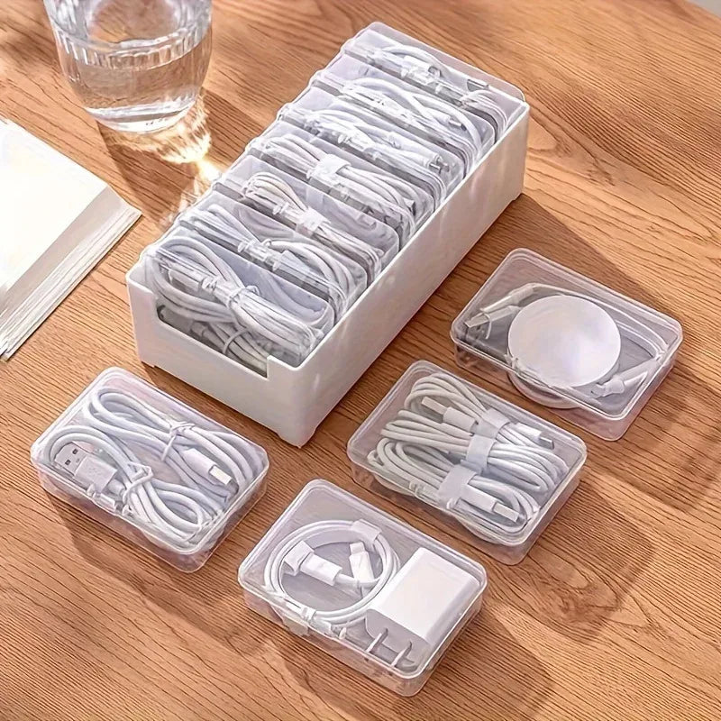 Clear Data Cable Storage Box Set