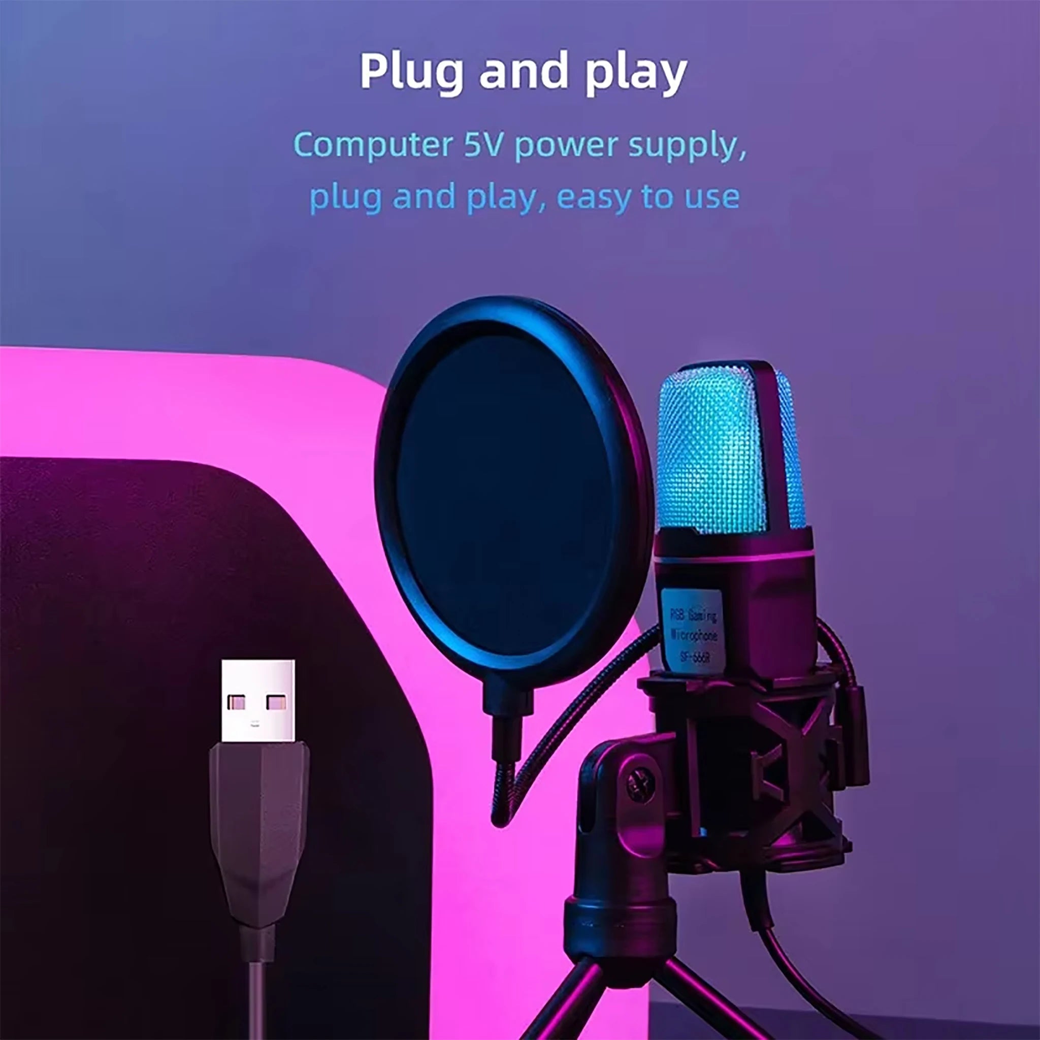 SF666R USB RGB Condenser Gaming Microphone