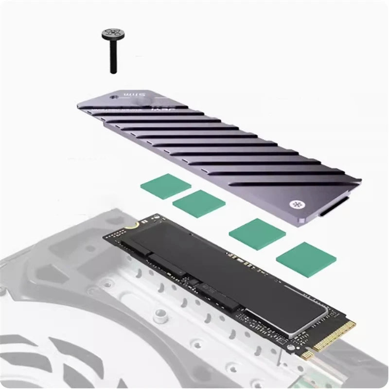 PS5 Slim M.2 NVMe SSD Heatsink – Aluminum 2280 Radiator with Thermal Pad