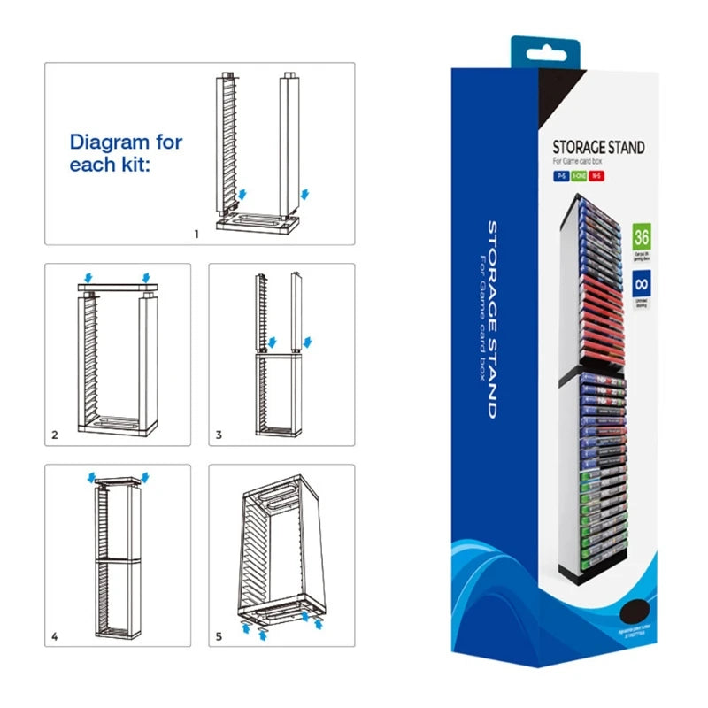 Universal 36-Game Disc Storage Tower – Double-Layer Vertical Stand for PS5, PS4, Switch