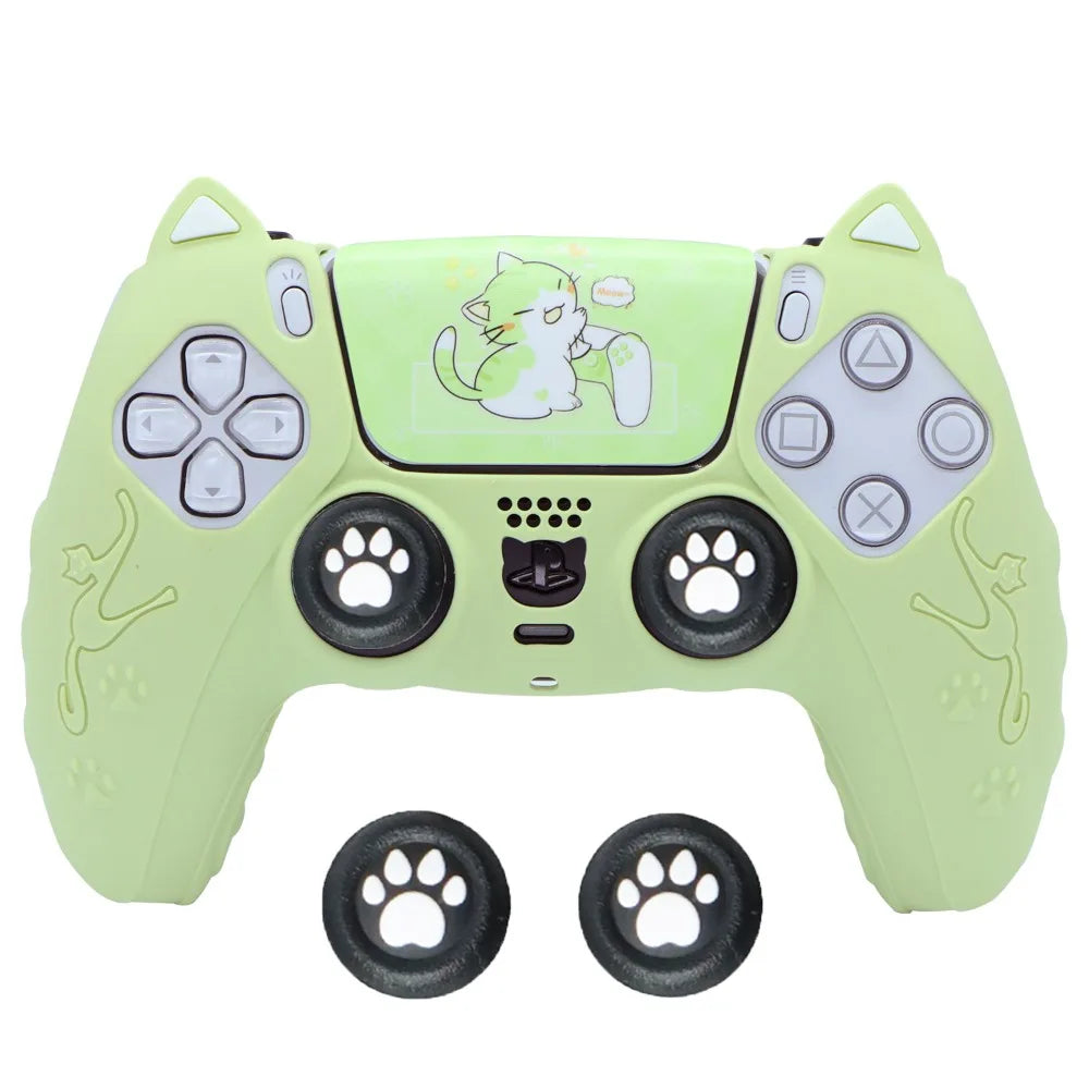 Cat Paw PS5 Controller Silicone Case Set – Anti-Slip Skin with Thumb Grips & Sticker