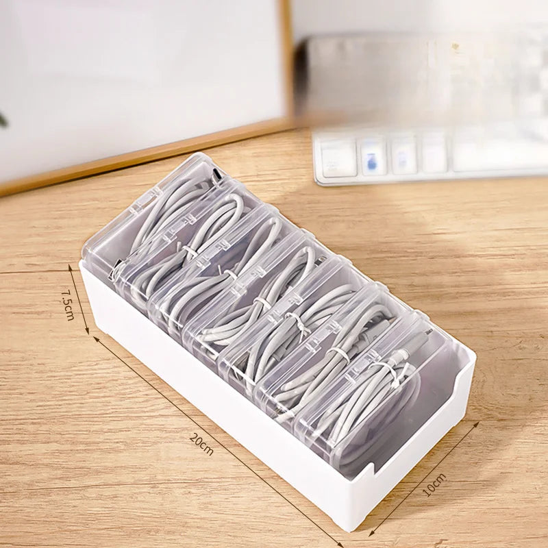 Clear Data Cable Storage Box Set