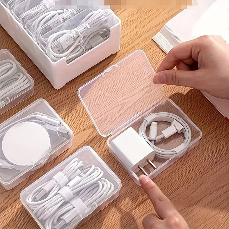 Clear Data Cable Storage Box Set