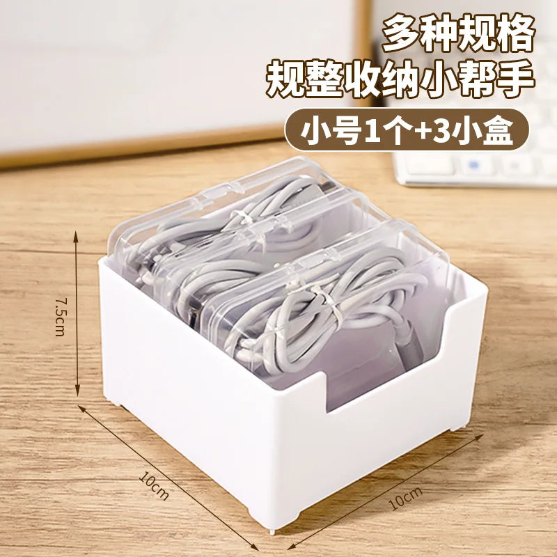 Clear Data Cable Storage Box Set