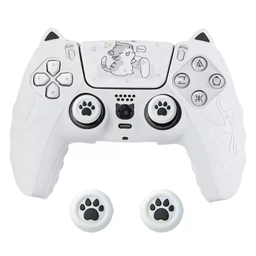 Cat Paw PS5 Controller Silicone Case Set – Anti-Slip Skin with Thumb Grips & Sticker