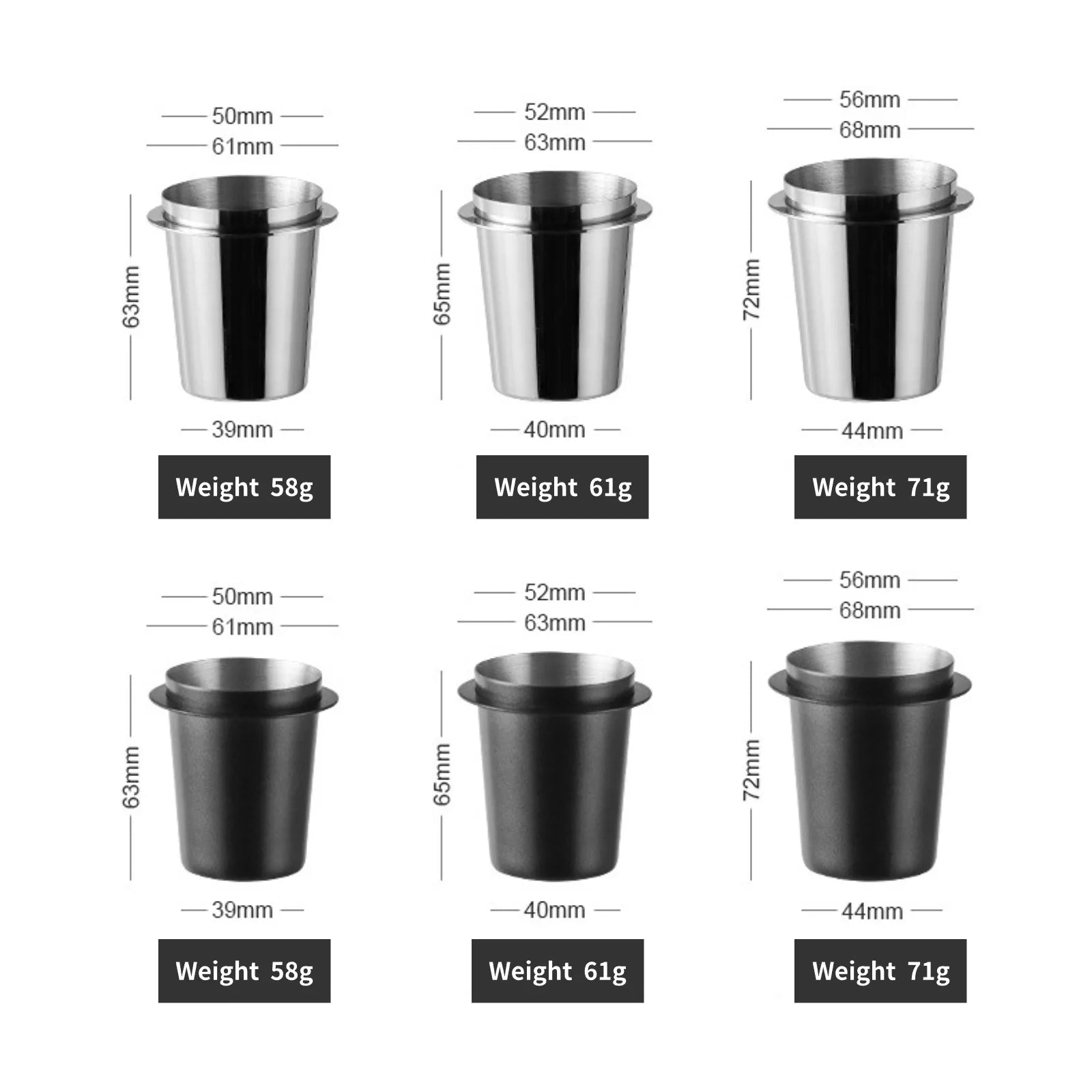 Stainless Steel Espresso Dosing Cup (51/53/58mm)