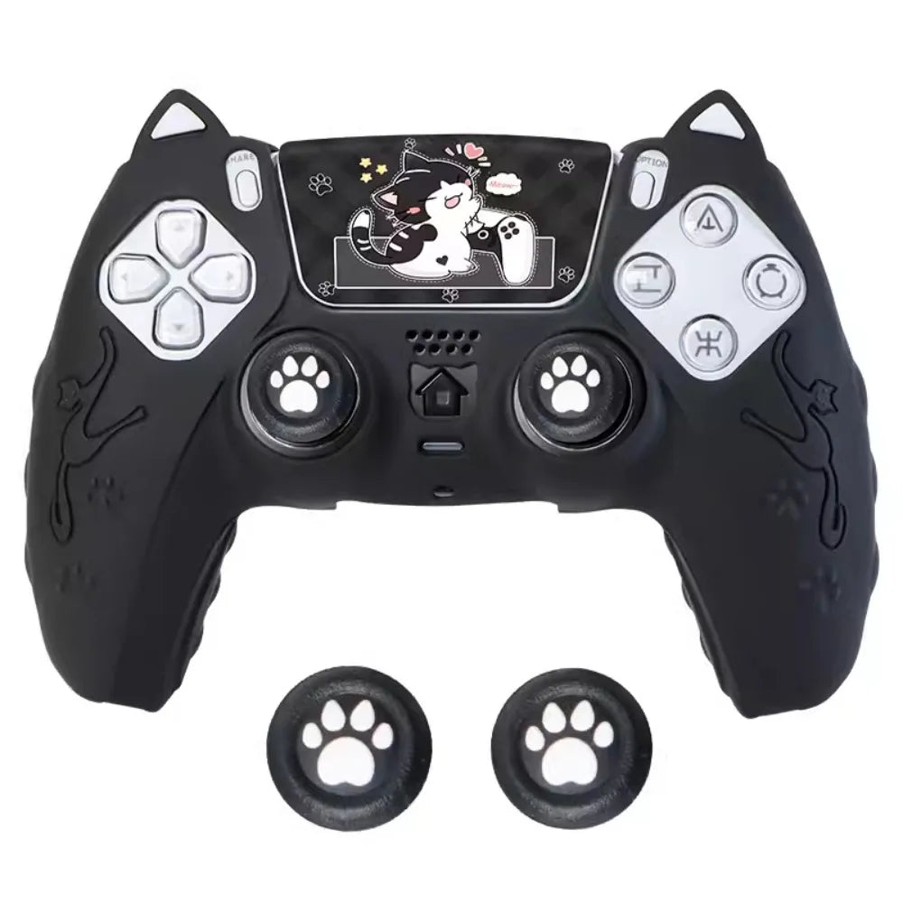 Cat Paw PS5 Controller Silicone Case Set – Anti-Slip Skin with Thumb Grips & Sticker