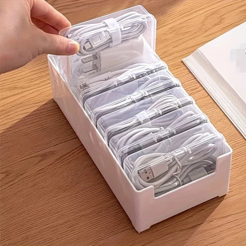 Clear Data Cable Storage Box Set