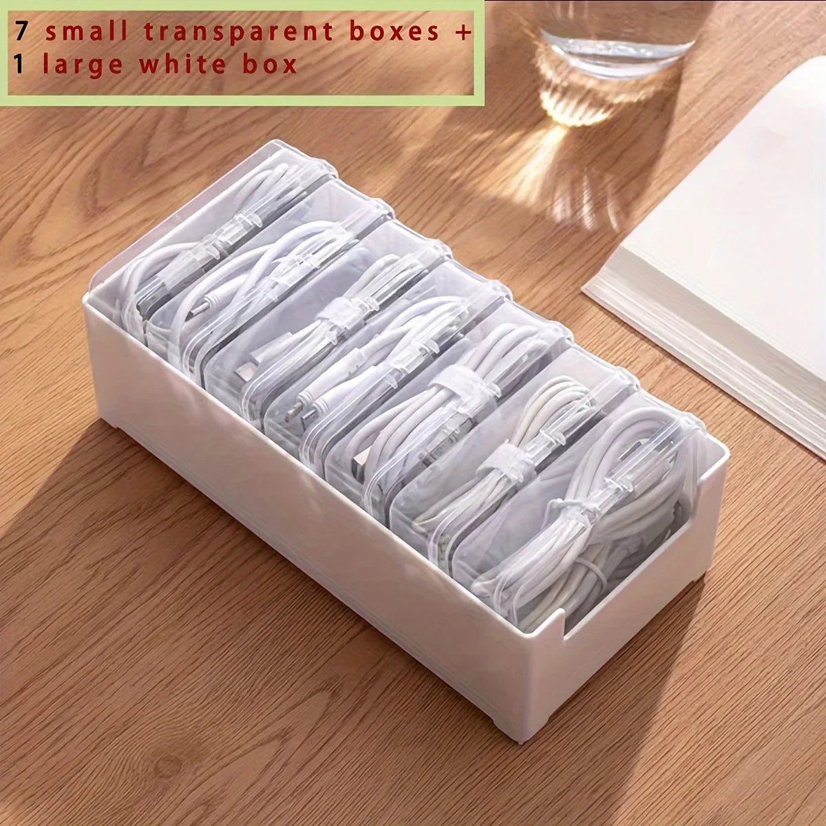 Clear Data Cable Storage Box Set