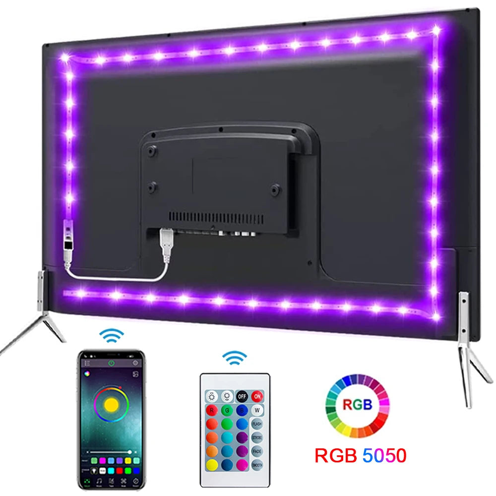 Smart RGB LED Strip Light – USB-Powered Bluetooth Tape (5050 SMD, 5V)