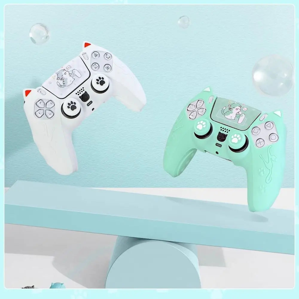 Cat Paw PS5 Controller Silicone Case Set – Anti-Slip Skin with Thumb Grips & Sticker