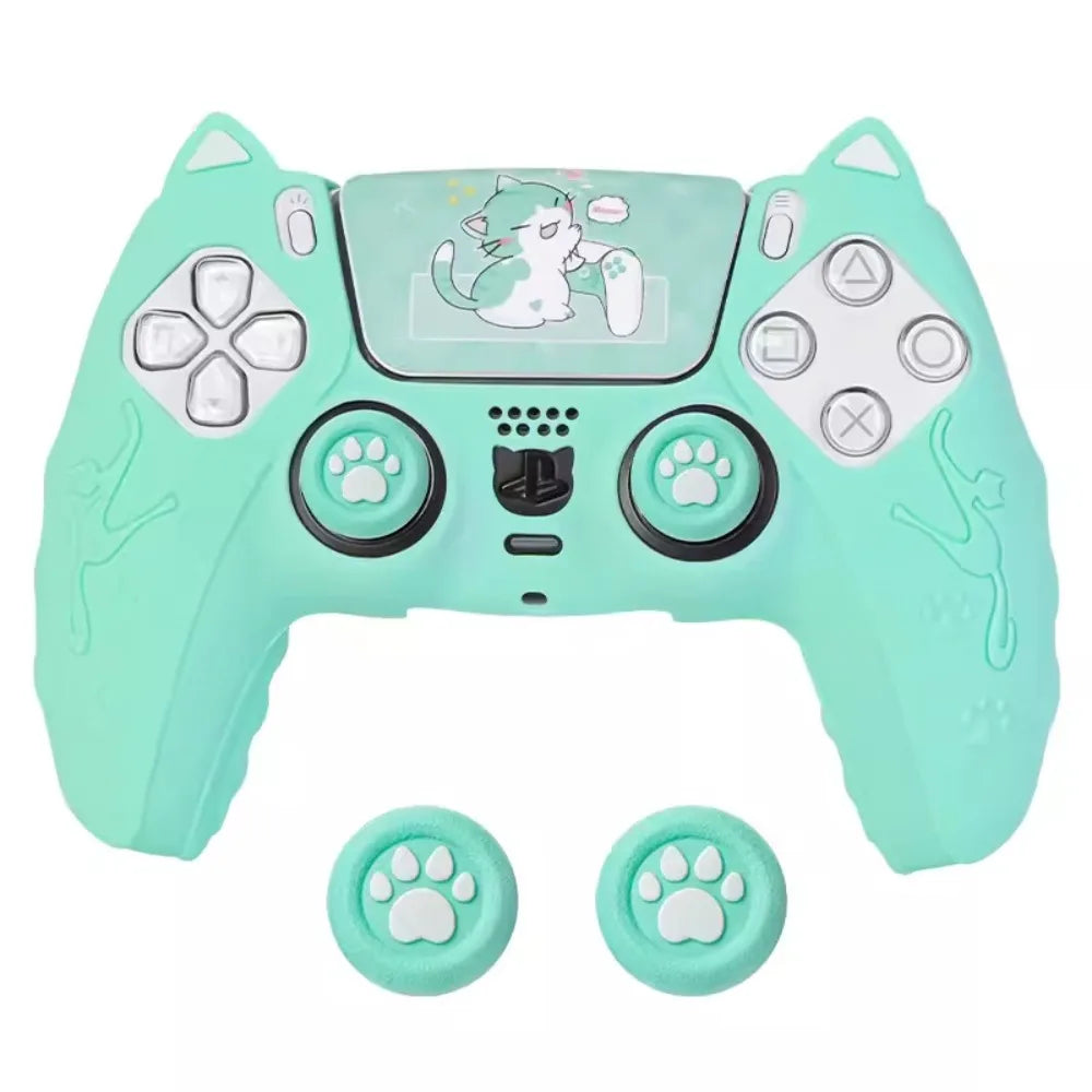 Cat Paw PS5 Controller Silicone Case Set – Anti-Slip Skin with Thumb Grips & Sticker