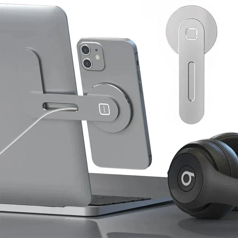 Magnetic Laptop Phone Mount – Foldable Side Monitor Screen Extender Bracket