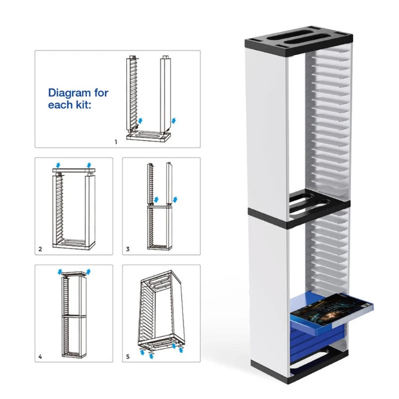 Universal 36-Game Disc Storage Tower – Double-Layer Vertical Stand for PS5, PS4, Switch