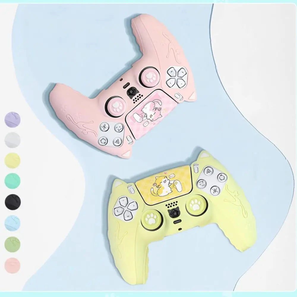 Cat Paw PS5 Controller Silicone Case Set – Anti-Slip Skin with Thumb Grips & Sticker