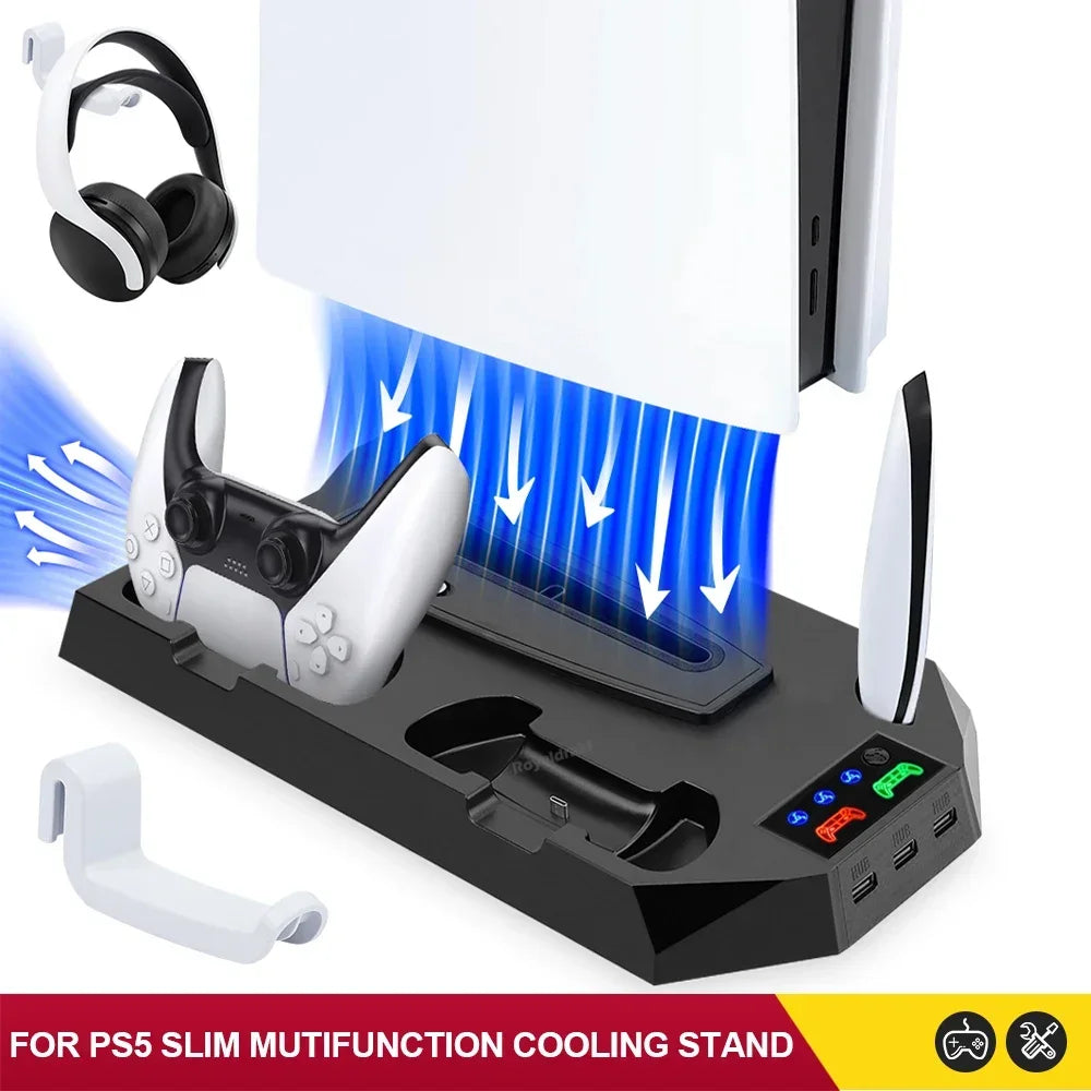 3-Mode Cooling Stand & Dual Controller Charging Dock for PS5 & PS5 Slim