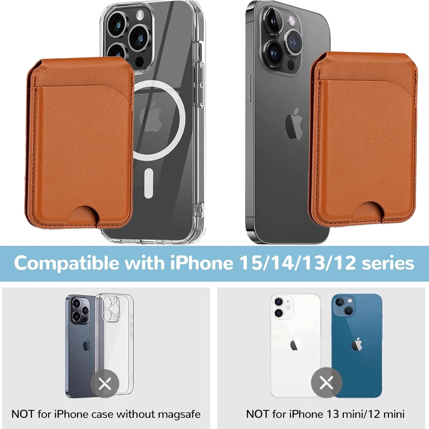 2-in-1 Magnetic MagSafe Leather Wallet & Adjustable Phone Stand for iPhone
