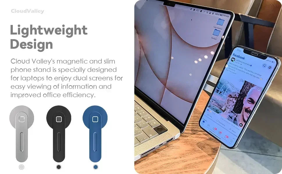 Magnetic Laptop Phone Mount – Foldable Side Monitor Screen Extender Bracket