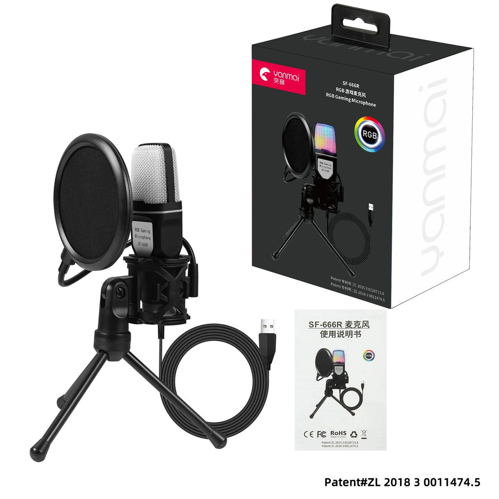SF666R USB RGB Condenser Gaming Microphone