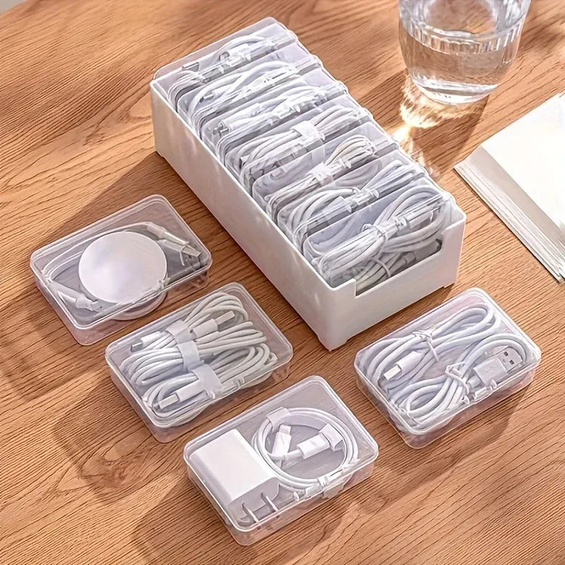 Clear Data Cable Storage Box Set