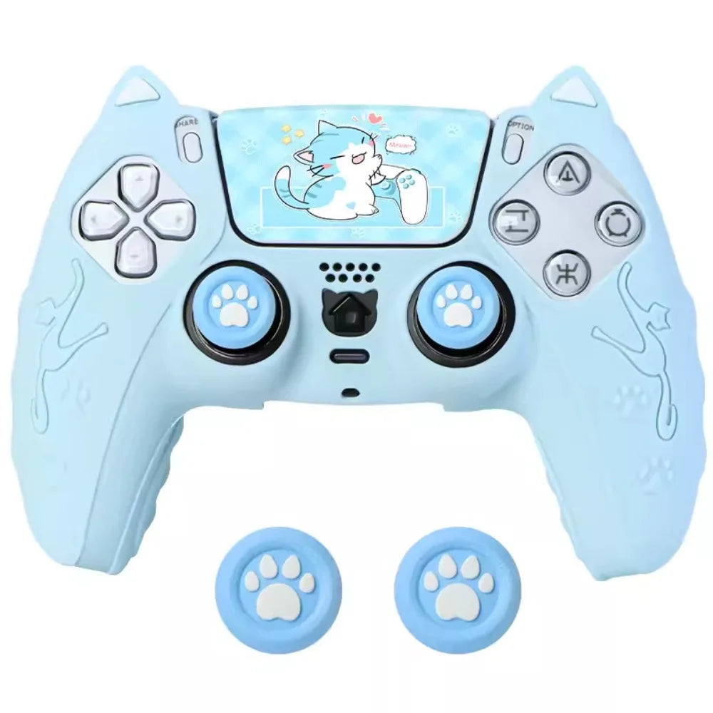 Cat Paw PS5 Controller Silicone Case Set – Anti-Slip Skin with Thumb Grips & Sticker