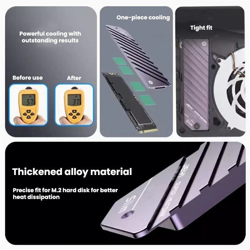 PS5 Slim M.2 NVMe SSD Heatsink – Aluminum 2280 Radiator with Thermal Pad
