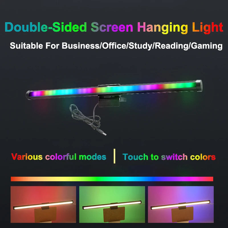44cm RGB Monitor Light Bar – Stepless Dimmable Screen Hanging Lamp for Gaming & Work