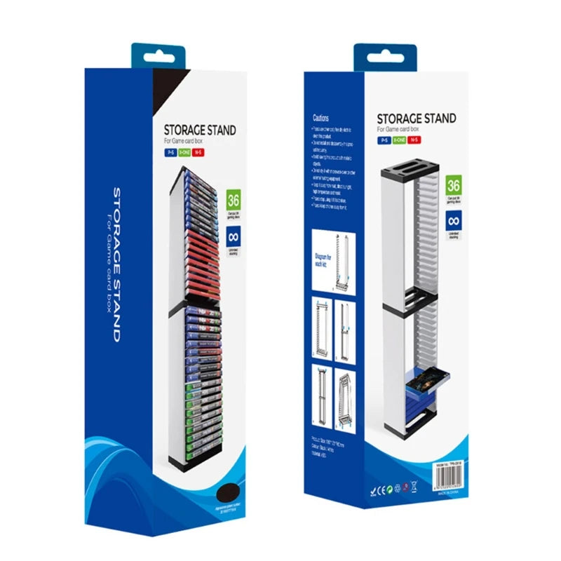 Universal 36-Game Disc Storage Tower – Double-Layer Vertical Stand for PS5, PS4, Switch