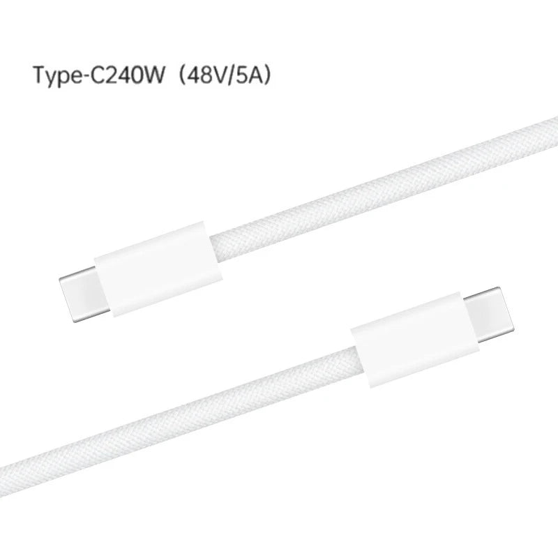 240W Heavy-Duty USB-C to USB-C Braided Fast Charging Cable for iPhone, iPad, & Laptops