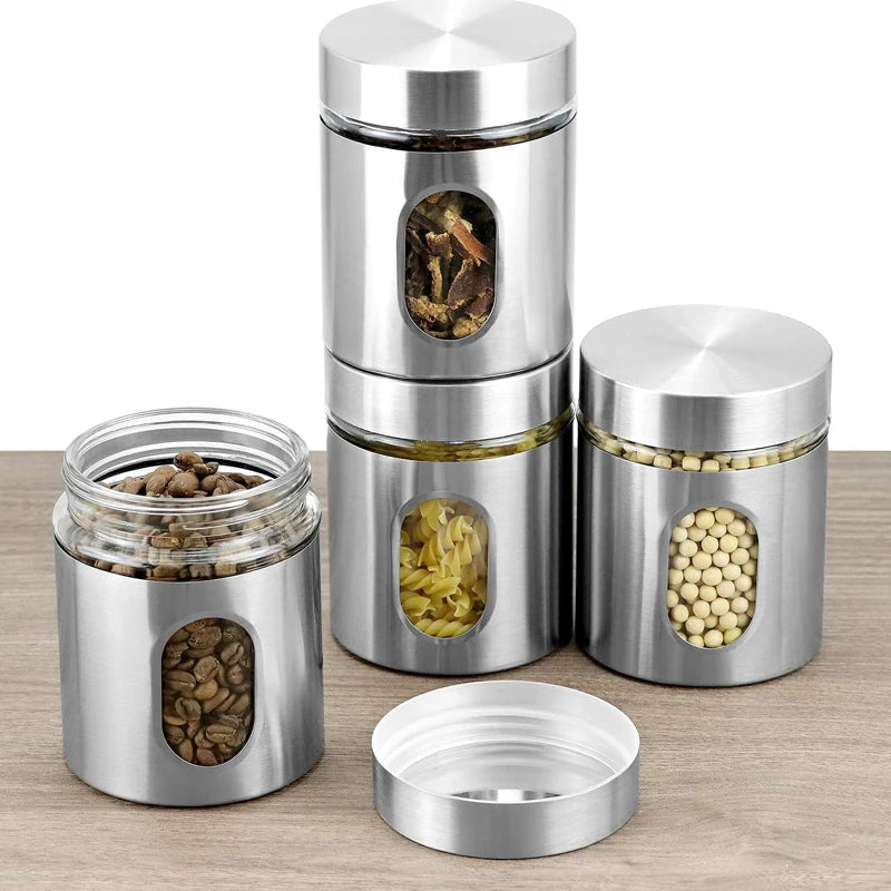 Stainless Steel Coffee Canister with Visual Window
