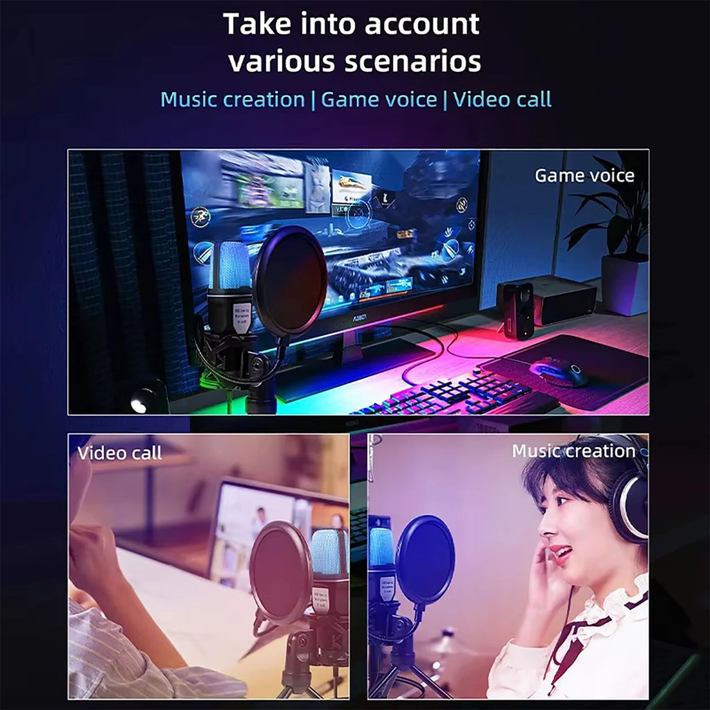 SF666R USB RGB Condenser Gaming Microphone